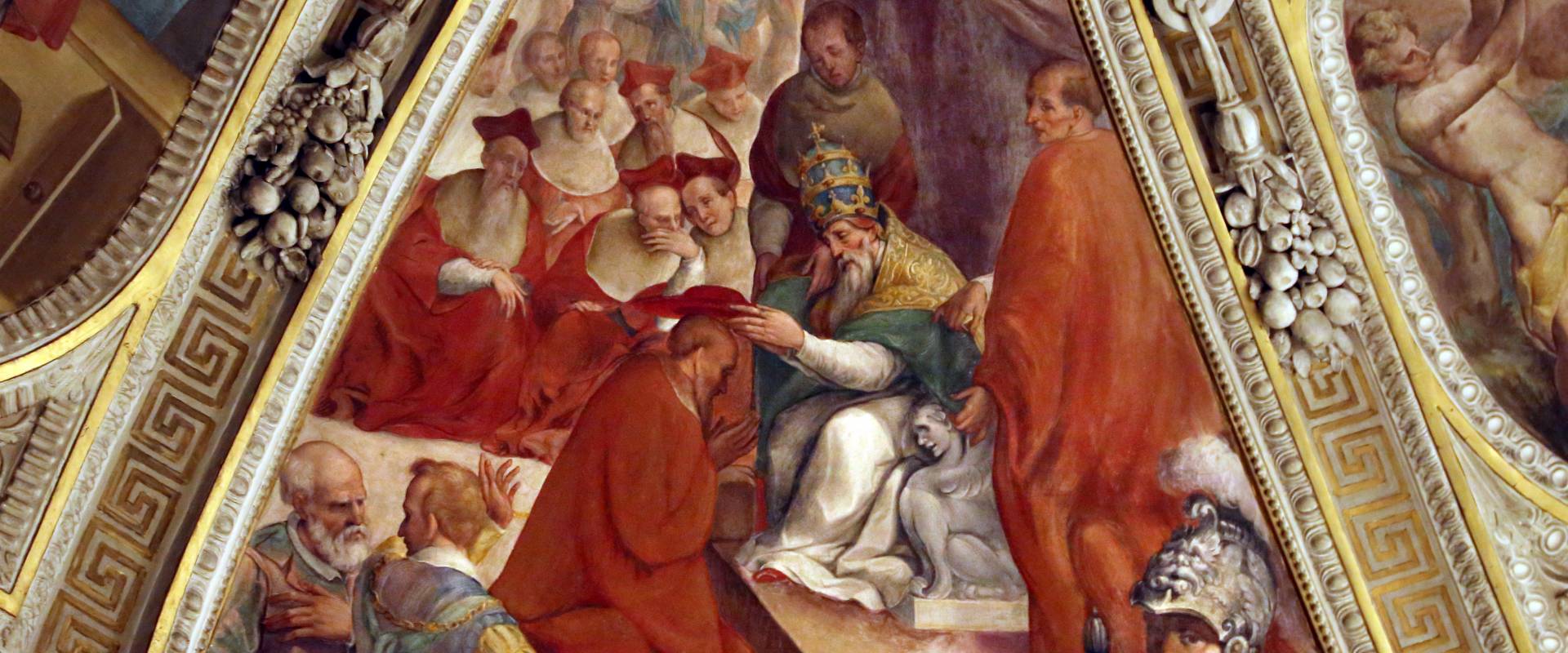 Livio Modigliani, soffitto della cappella di san mercuriale, storie di san girolamo, 1598 ca. 11 nomina a cardinale 2 foto di Sailko